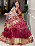 Cute Maroon Gaji Silk Wedding Lehenga Choli With Bandhani Dupatta - Zeel Clothing