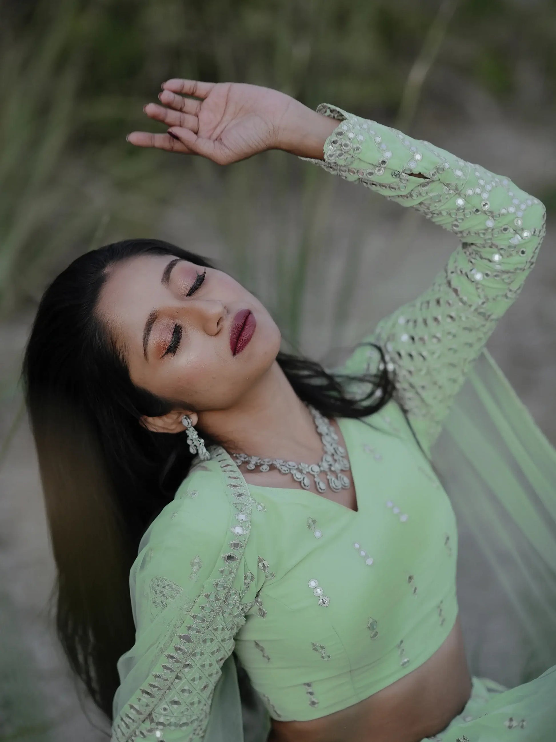 Cute Pastel Green Sequins Georgette Engagement Wear Lehenga Choli - Zeel Clothing