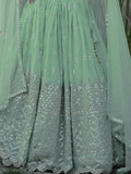 Cute Pastel Green Sequins Georgette Engagement Wear Lehenga Choli - Zeel Clothing