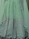 Cute Pastel Green Sequins Georgette Engagement Wear Lehenga Choli - Zeel Clothing