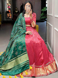 Cute Red Gaji Silk Traditional Lehenga Choli With Bandhani Dupatta - Zeel Clothing
