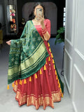 Cute Red Gaji Silk Traditional Lehenga Choli With Bandhani Dupatta - Zeel Clothing