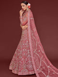 Cute Rose Pink Embroidered Soft Net Traditional Lehenga Choli - Zeel Clothing