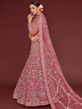Cute Rose Pink Embroidered Soft Net Traditional Lehenga Choli - Zeel Clothing