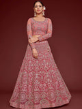 Cute Rose Pink Embroidered Soft Net Traditional Lehenga Choli - Zeel Clothing