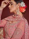 Cute Rose Pink Embroidered Soft Net Traditional Lehenga Choli - Zeel Clothing