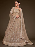 Cute Royal Beige Embroidered Soft Net Engagement Wear Lehenga Choli - Zeel Clothing