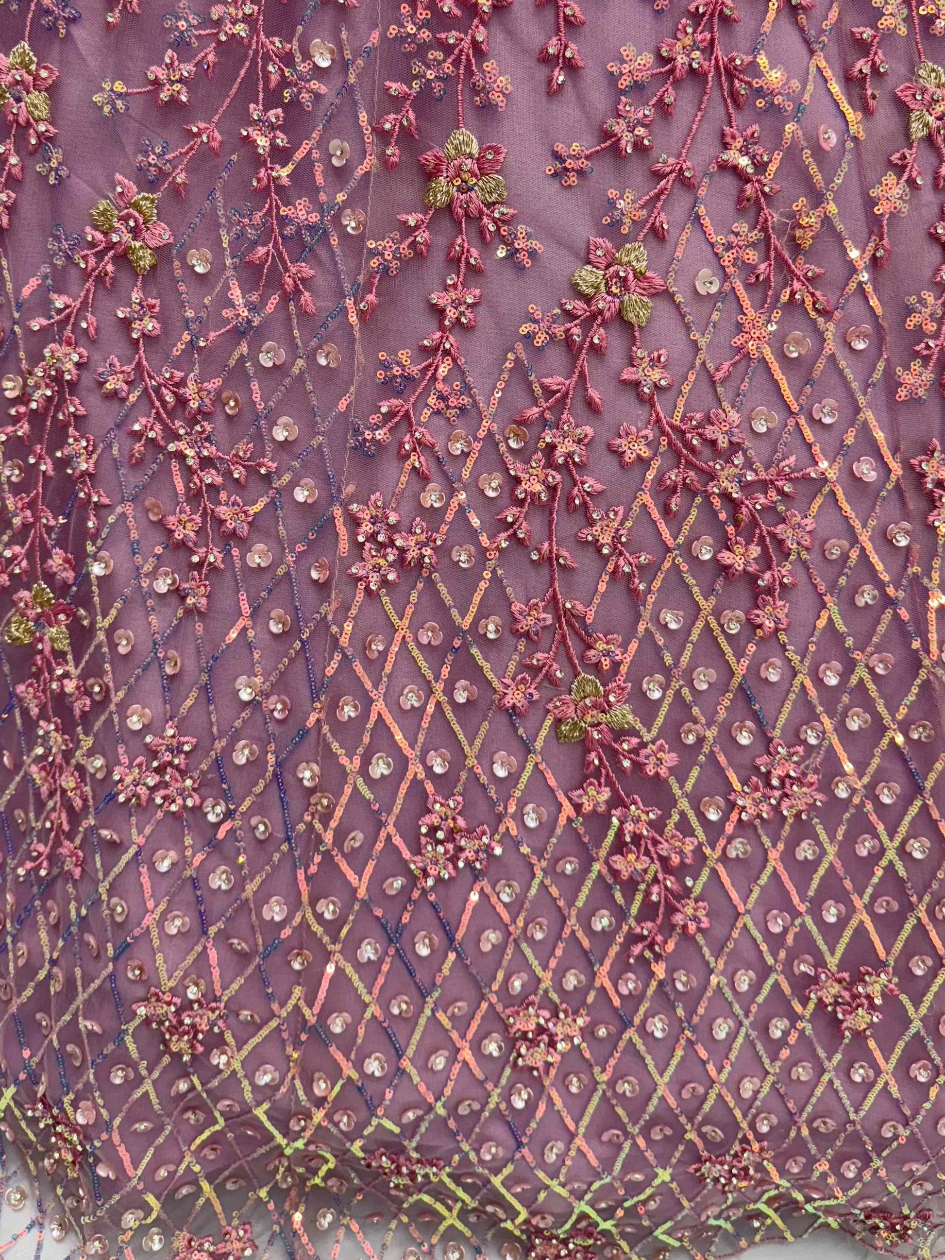 Excellent Mauve Zari Embroidery Net Reception Lehenga Choli With Dupatta