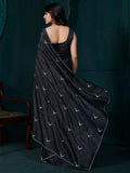 Dazzling Black Diamond Work Crepe Silk Traditional Saree With Blouse - Zeel Clothing
