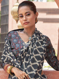 Dazzling Black Digital Printed Crepe Traditional Saree With Blouse - Zeel Clothing