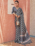 Dazzling Black Digital Printed Crepe Traditional Saree With Blouse - Zeel Clothing