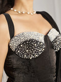 Dazzling Black Organza Pre-Stitched Saree With Corset Blouse - Zeel Clothing