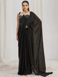 Dazzling Black Organza Pre-Stitched Saree With Corset Blouse - Zeel Clothing