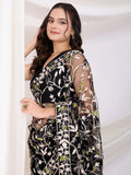 Dazzling Black Thread Embroidery Net Party Wear Saree - Zeel Clothing