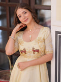 Dazzling Cream Bead Embroidered Organza Festive Wear Gown - Zeel Clothing