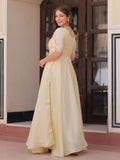 Dazzling Cream Bead Embroidered Organza Festive Wear Gown - Zeel Clothing