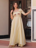 Dazzling Cream Bead Embroidered Organza Festive Wear Gown - Zeel Clothing