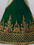 Dazzling Dark Green Colored Party Wear Embroidered Lehenga Choli - Zeel Clothing