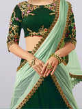Dazzling Dark Green Colored Party Wear Embroidered Lehenga Choli - Zeel Clothing