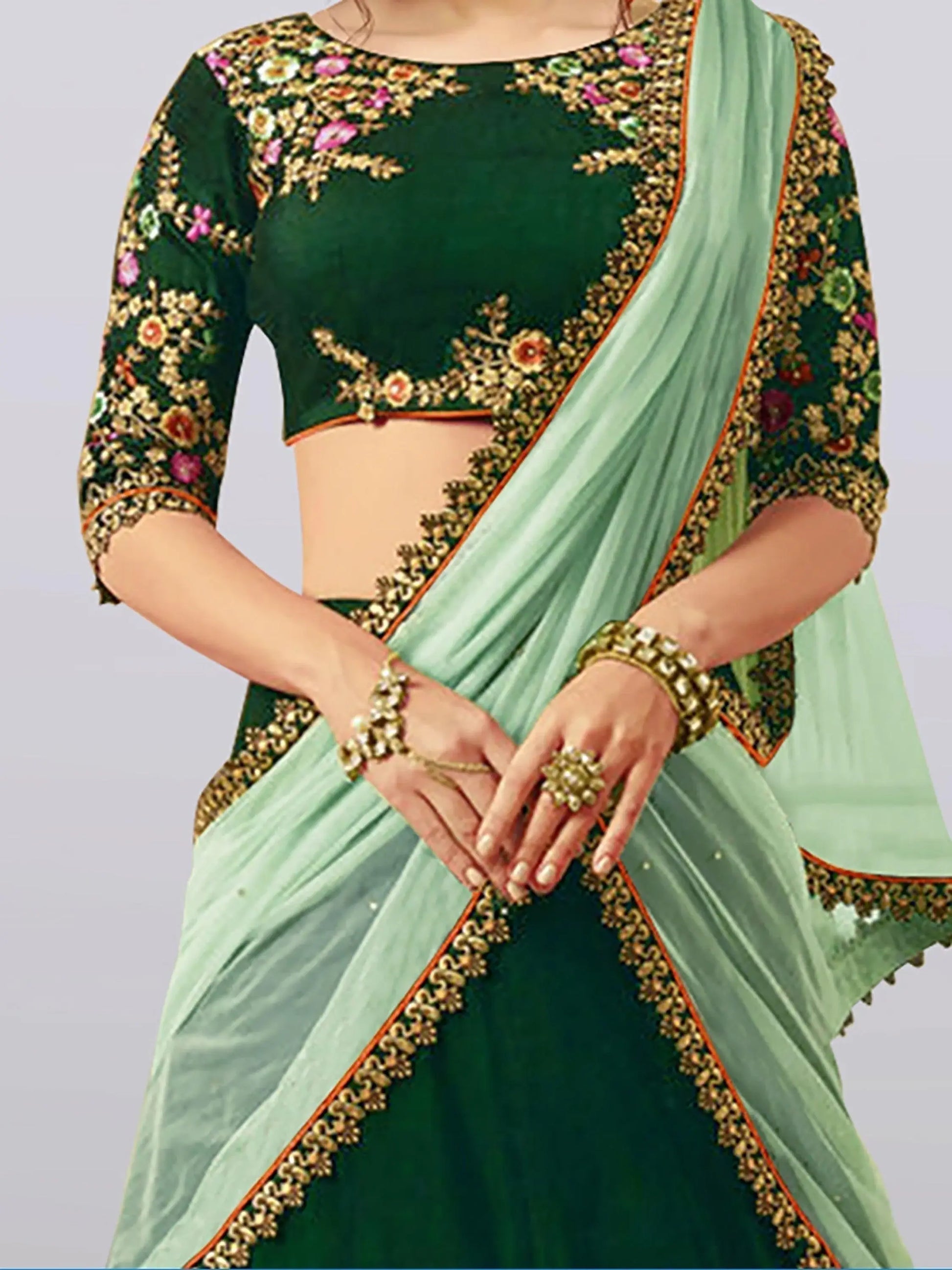 Dazzling Dark Green Colored Party Wear Embroidered Lehenga Choli - Zeel Clothing