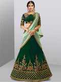 Dazzling Dark Green Colored Party Wear Embroidered Lehenga Choli - Zeel Clothing