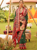 Dazzling Green Patola Printed Silk Engagement Wear Saree With Blouse - Zeel Clothing