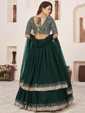 Dazzling Green Sequins Georgette Wedding Wear Lehenga Choli - Zeel Clothing