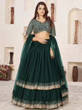 Dazzling Green Sequins Georgette Wedding Wear Lehenga Choli - Zeel Clothing