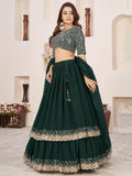 Dazzling Green Sequins Georgette Wedding Wear Lehenga Choli - Zeel Clothing