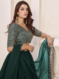Dazzling Green Sequins Georgette Wedding Wear Lehenga Choli - Zeel Clothing