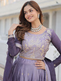 Dazzling Grey Sequins Chinon Bridesmaid Lehenga Choli With Dupatta - Zeel Clothing
