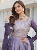 Dazzling Grey Sequins Chinon Bridesmaid Lehenga Choli With Dupatta - Zeel Clothing