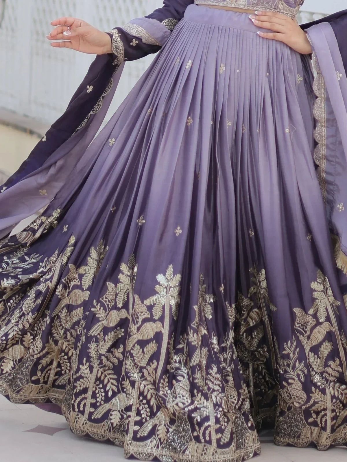 Dazzling Grey Sequins Chinon Bridesmaid Lehenga Choli With Dupatta - Zeel Clothing