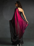 Dazzling Hot Pink Border Work Satin Festive Wear Pre-Stitched Saree - Zeel Clothing