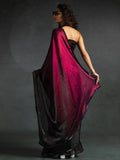 Dazzling Hot Pink Border Work Satin Festive Wear Pre-Stitched Saree - Zeel Clothing