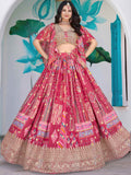 Dazzling Hot Pink Digital Printed Chinon Engagement Wear Lehenga Choli - Zeel Clothing