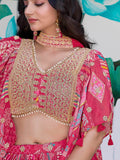 Dazzling Hot Pink Digital Printed Chinon Engagement Wear Lehenga Choli - Zeel Clothing