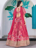 Dazzling Hot Pink Digital Printed Chinon Engagement Wear Lehenga Choli - Zeel Clothing