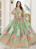 Dazzling Light Green Dori Embroidery Chinon Mehendi Wear Lehenga Choli With Dupatta - Zeel Clothing