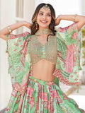 Dazzling Light Green Dori Embroidery Chinon Mehendi Wear Lehenga Choli With Dupatta - Zeel Clothing