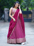 Dazzling Magenta Sequins Georgette Engagement Wear Lehenga Choli - Zeel Clothing