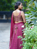 Dazzling Magenta Sequins Georgette Engagement Wear Lehenga Choli - Zeel Clothing