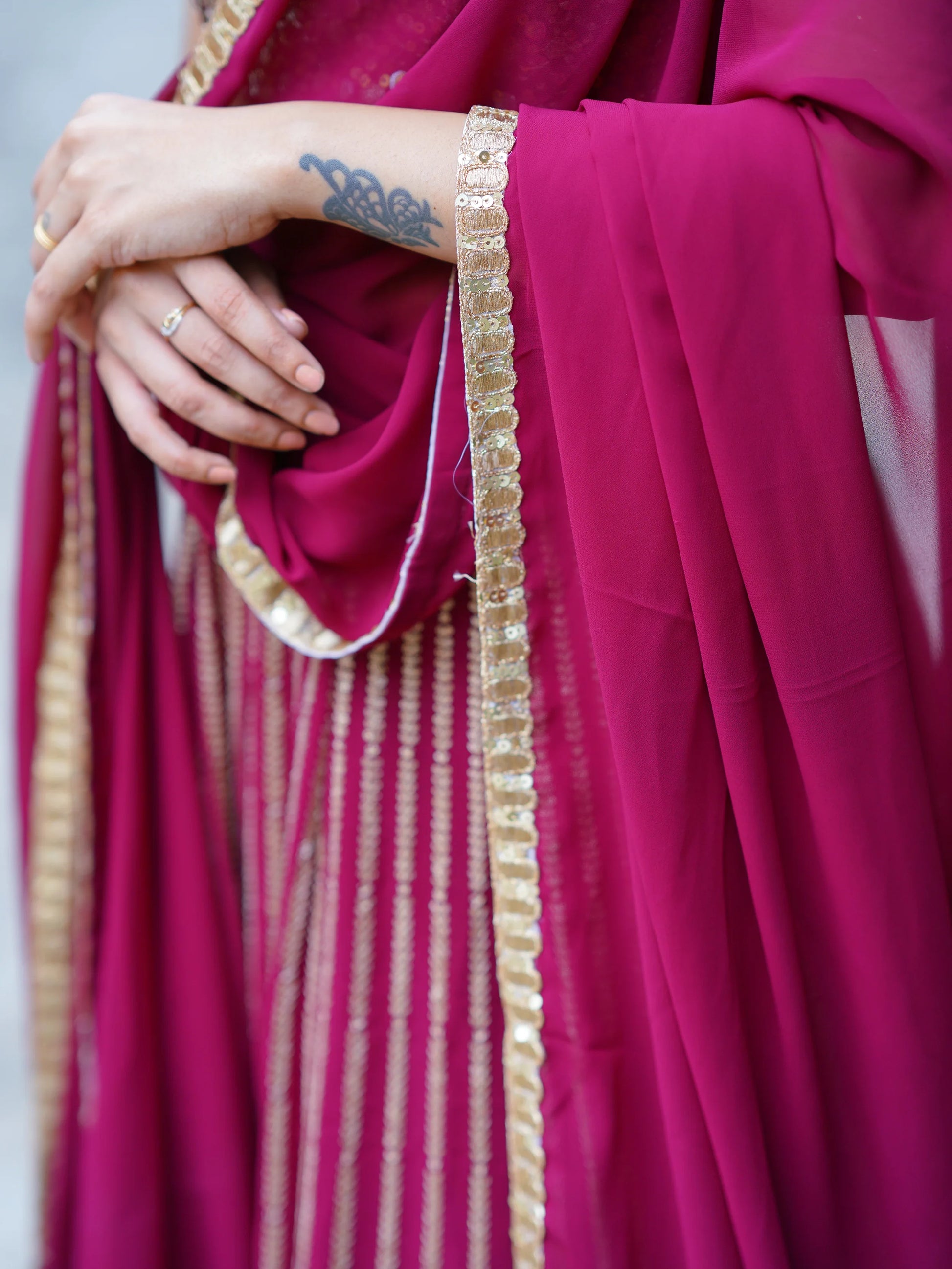 Dazzling Magenta Sequins Georgette Engagement Wear Lehenga Choli - Zeel Clothing