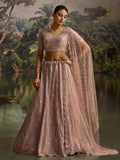 Dazzling Mauve Heavy Embroidered Net Event Wear Lehenga With Blouse