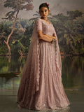 Dazzling Mauve Heavy Embroidered Net Event Wear Lehenga With Blouse