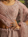 Dazzling Mauve Heavy Embroidered Net Event Wear Lehenga With Blouse