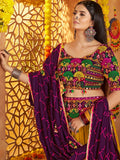 Dazzling Multi-Color Thread Work Cotton Navratri Wear Lehenga Choli With Dupatta - Zeel Clothing