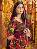 Dazzling Multi-Color Thread Work Cotton Navratri Wear Lehenga Choli With Dupatta - Zeel Clothing