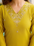 Dazzling Mustard Yellow Zari Embroidery Rayon Haldi Wear Pant Suit - Zeel Clothing