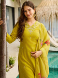 Dazzling Mustard Yellow Zari Embroidery Rayon Haldi Wear Pant Suit - Zeel Clothing